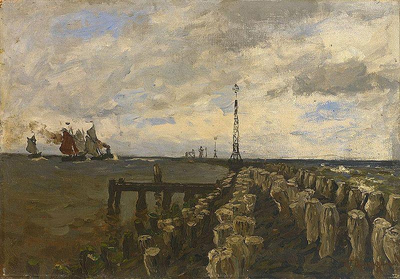Julius Ludwig Friedrich Runge Nordseelandschaft mit Booten an einem dunstigen Morgen oil painting picture
